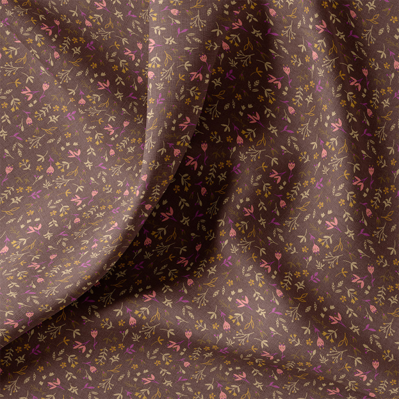 Printed Cotton AZOVA Cocoa / Pink